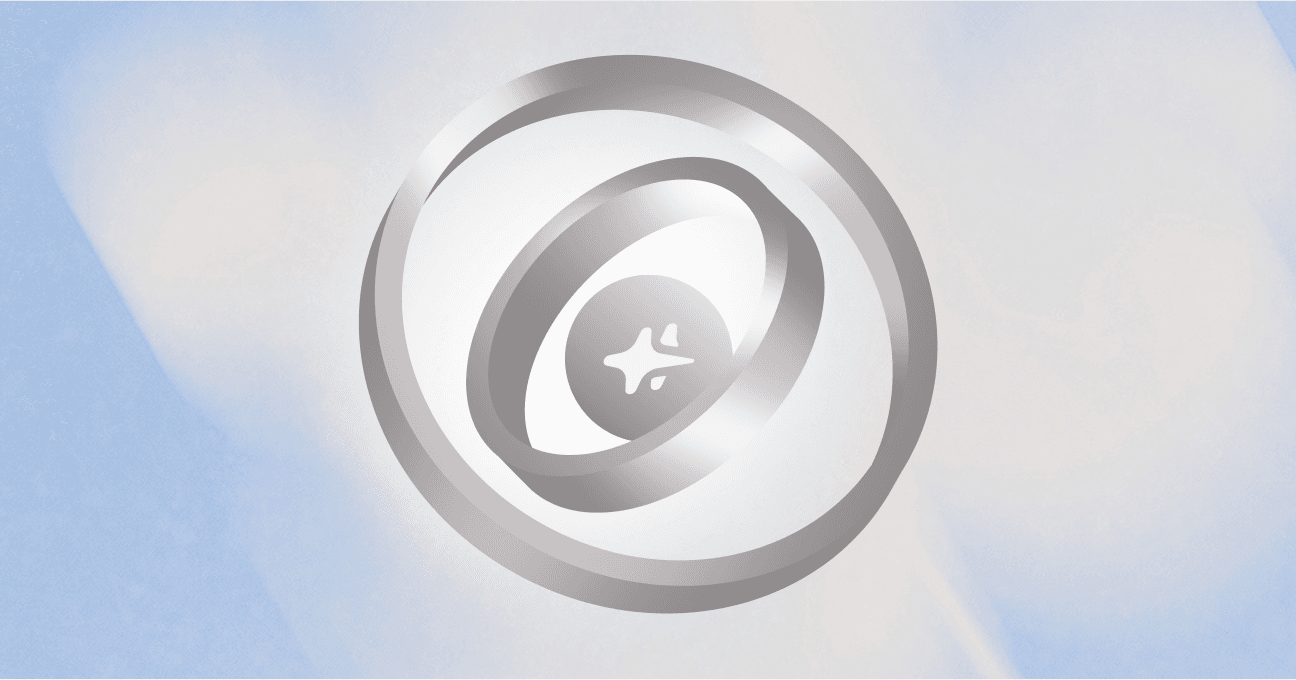 Hightouch's Agentic Marketing Platform abstract visualization with flowing blue gradients rings and agentic sparkles icon.
