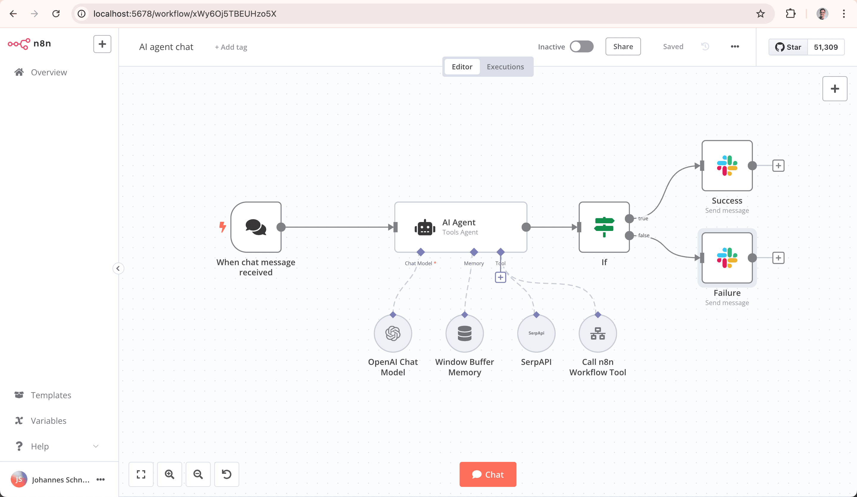 An example agentic workflow from N8N