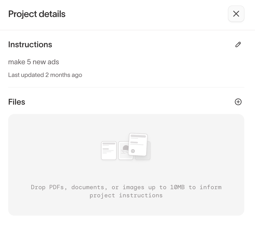 Project details panel showing instructions and file uploads