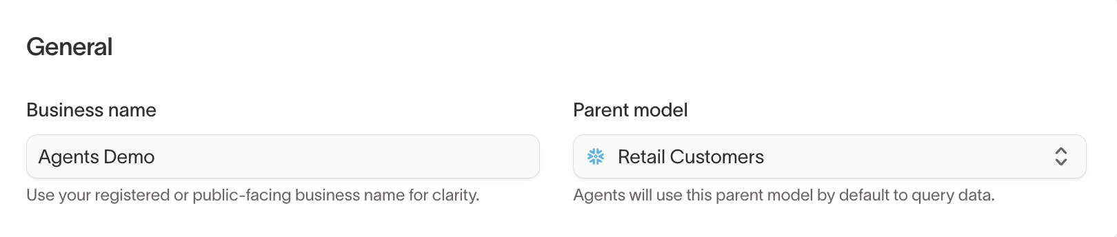 Settings General tab