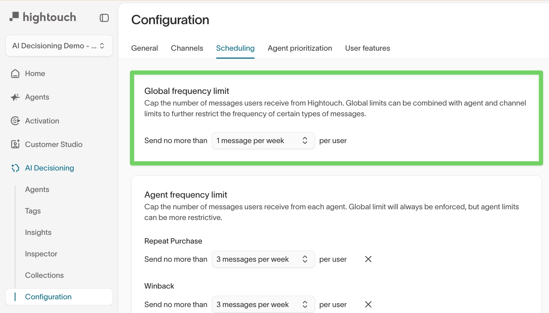 Global frequency limit