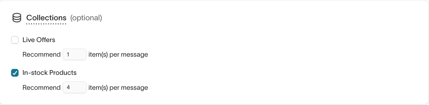 Catalog recommendation settings