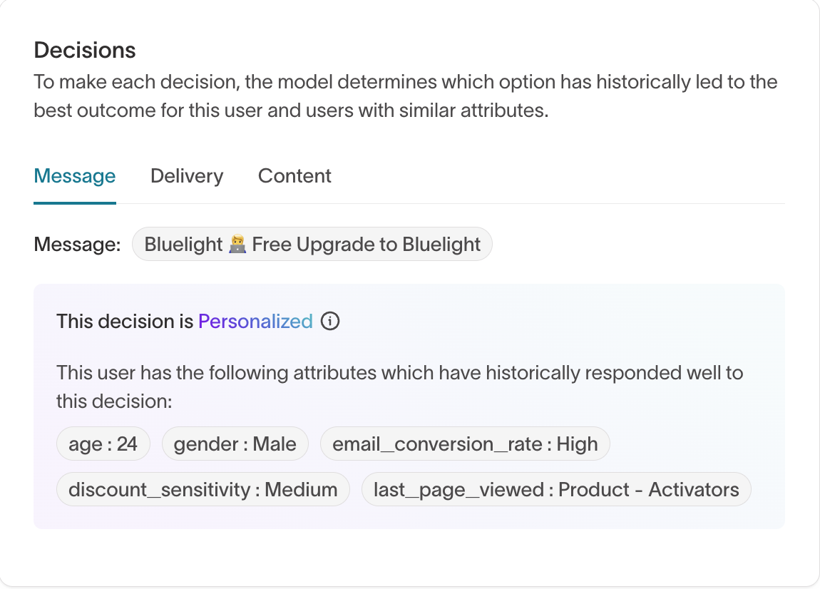 Message decisions under Reasoning tab