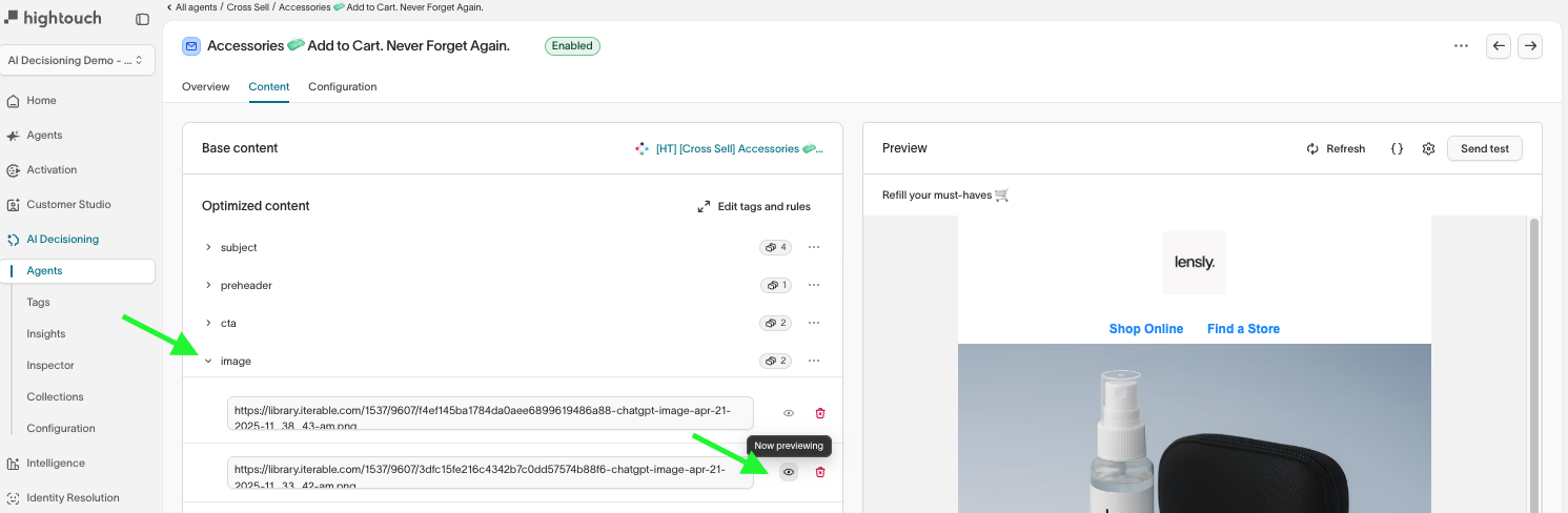 Previewing a body content variant