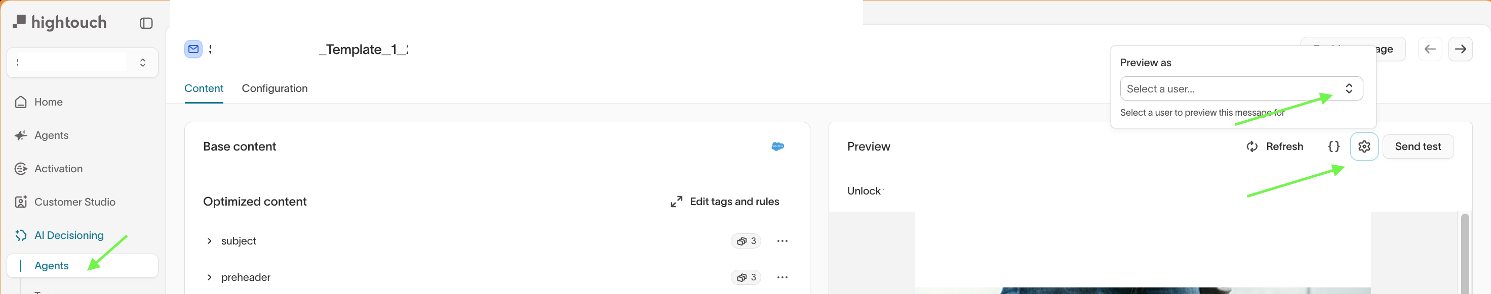 SFMC Settings > Select user dialog
