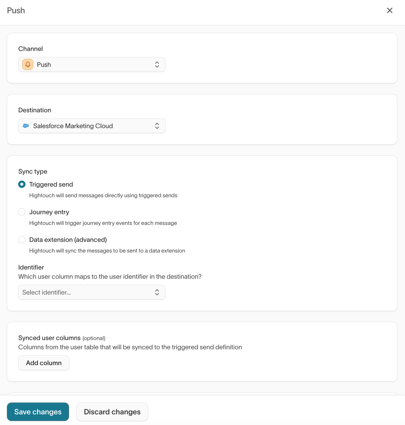 Push channel - Triggered Send