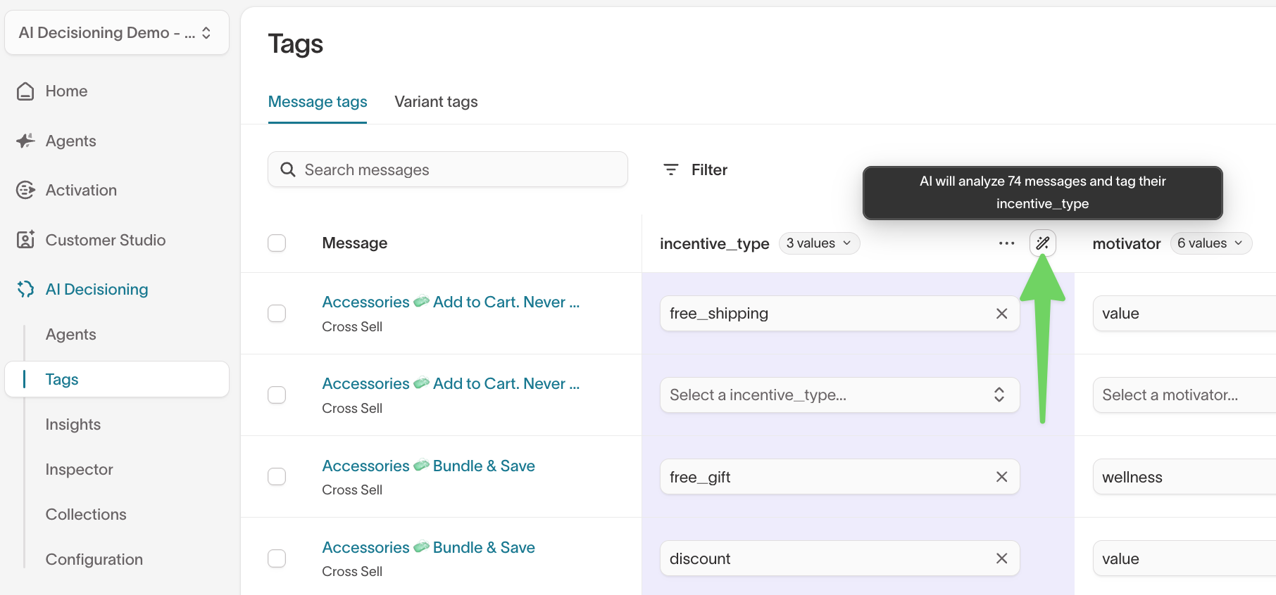 Bulk apply AI tags in globtal tag manager