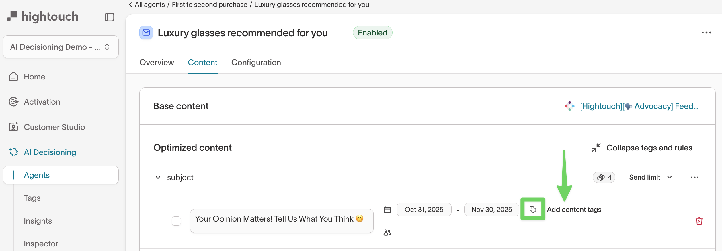 Variant-level tag configuration