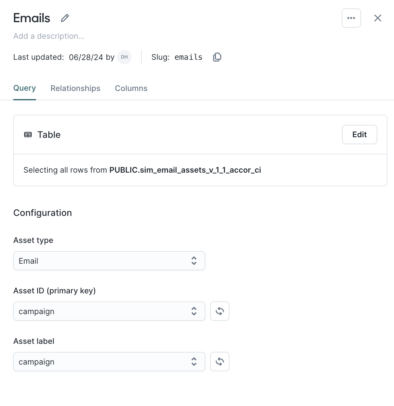 Analytics tables