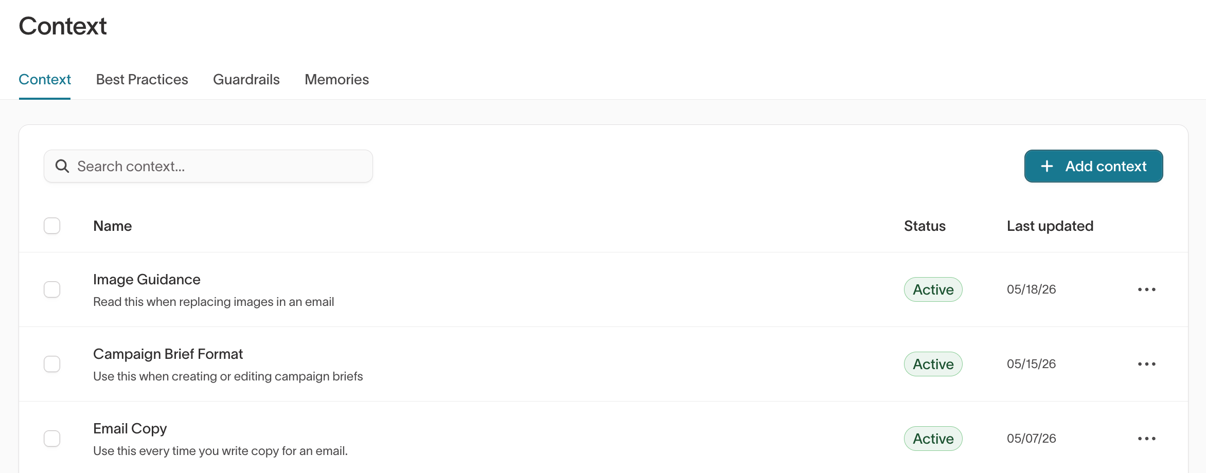 Context tab
