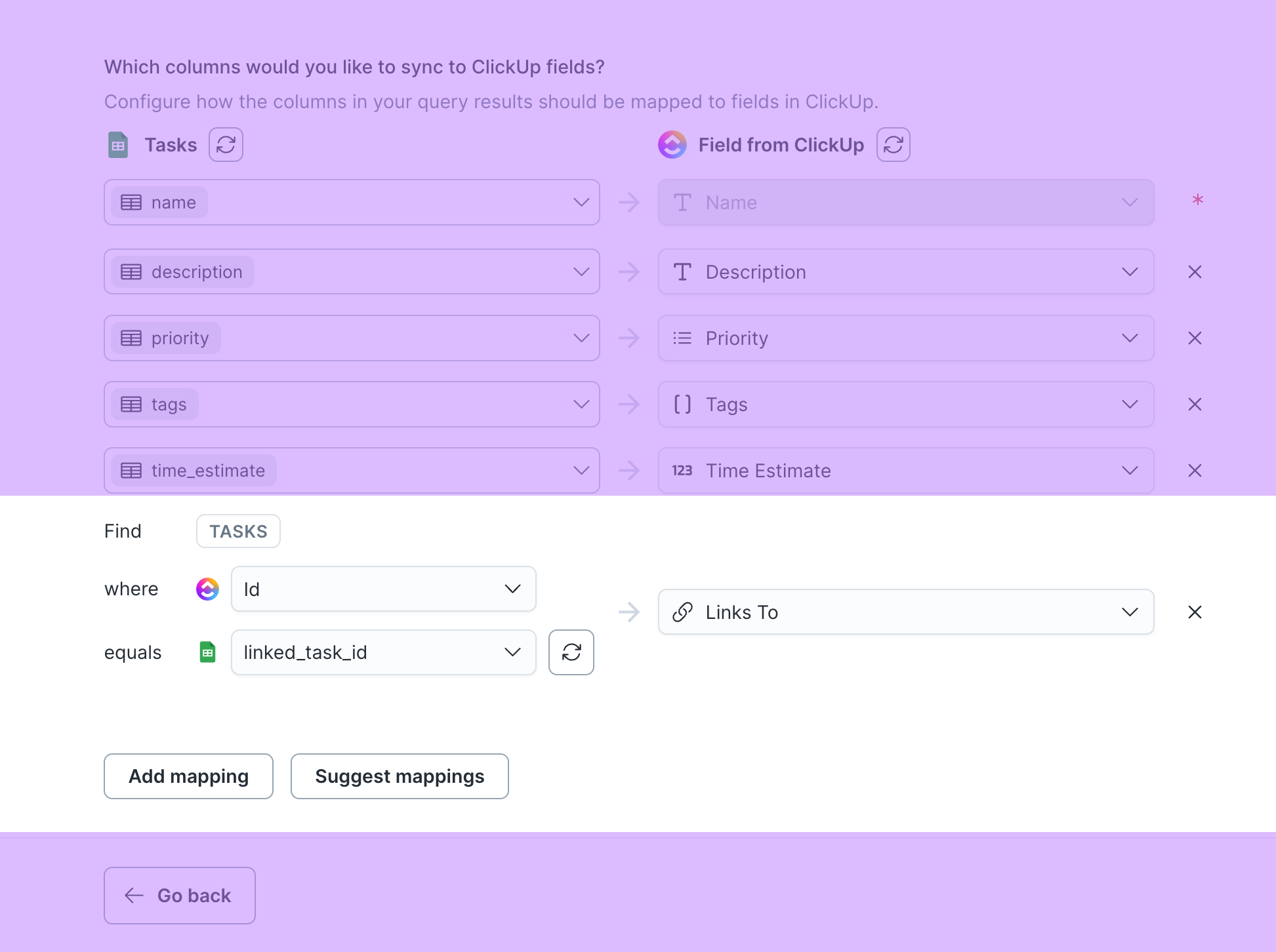 Field mapping in the Hightouch UI