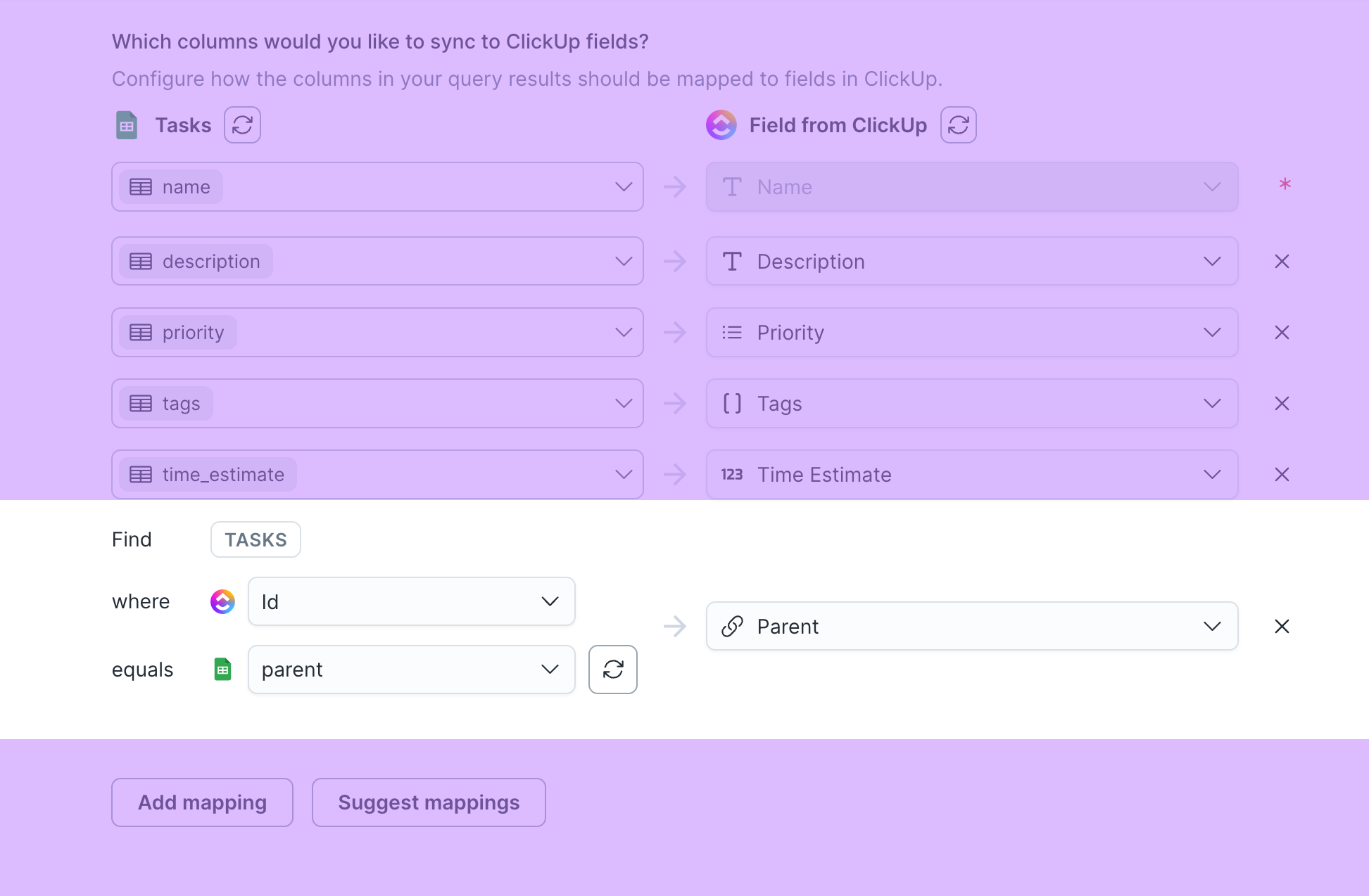 Field mapping in the Hightouch UI