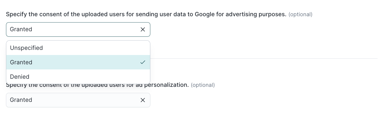 Consent status to match lists