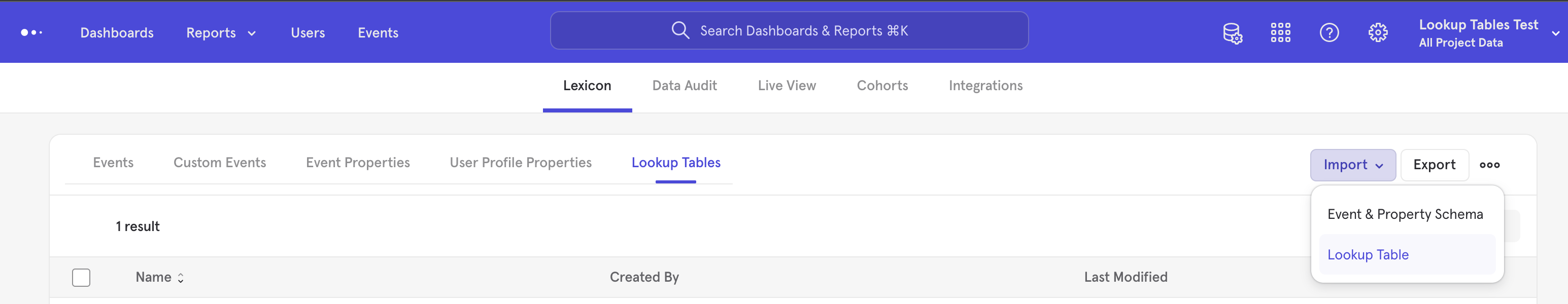 Creating lookup tables in the Mixpanel UI