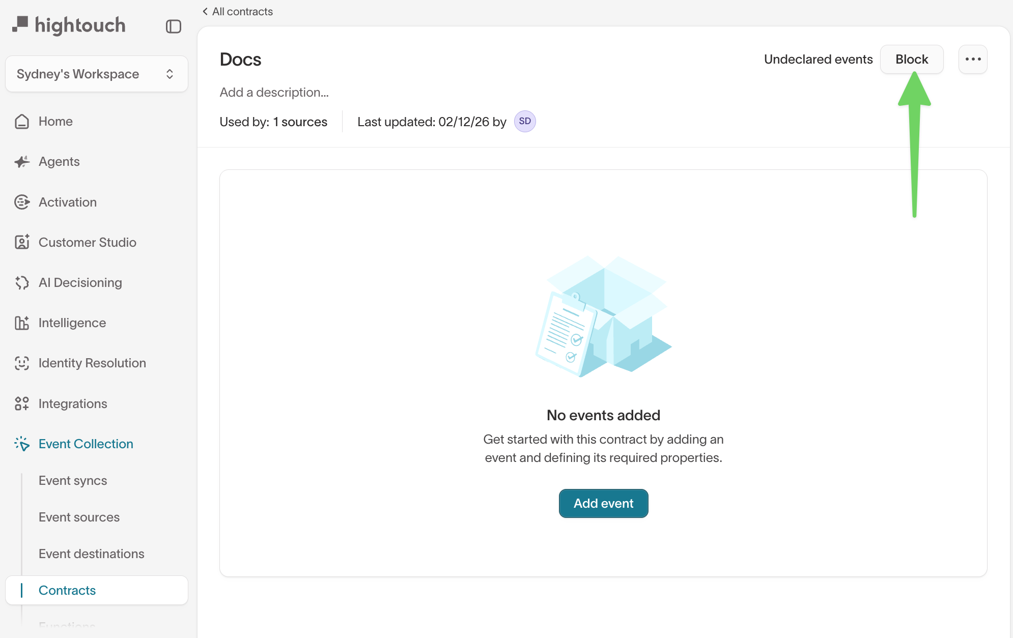 Undeclared events button