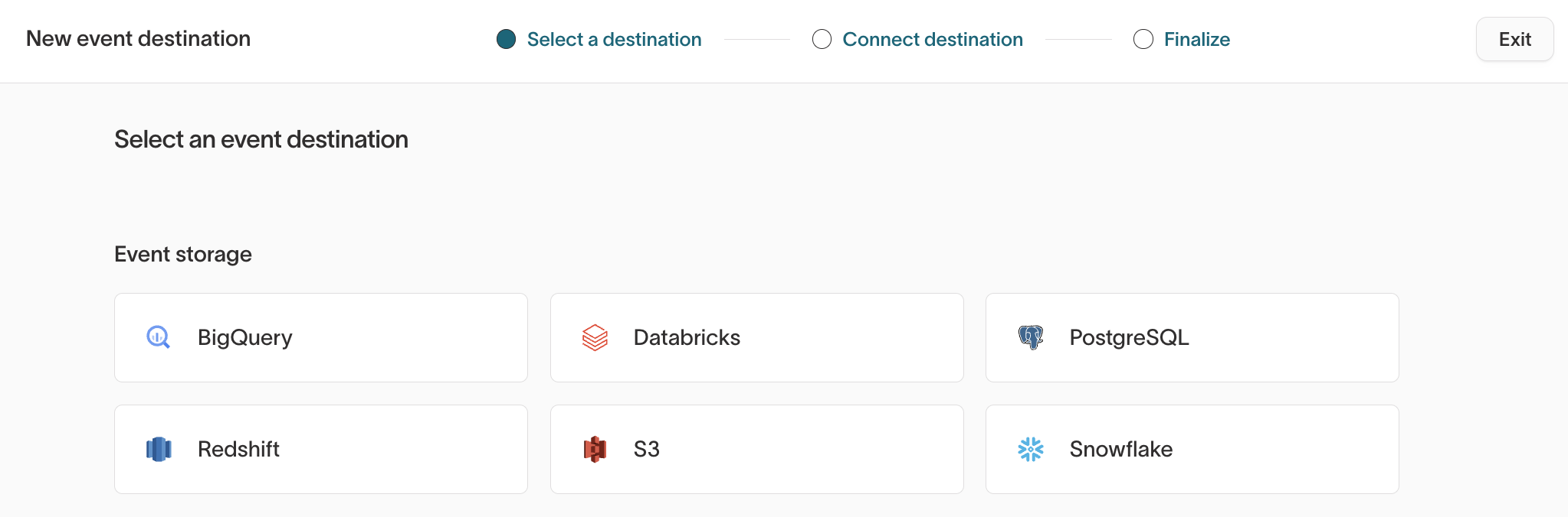Select event storage destination