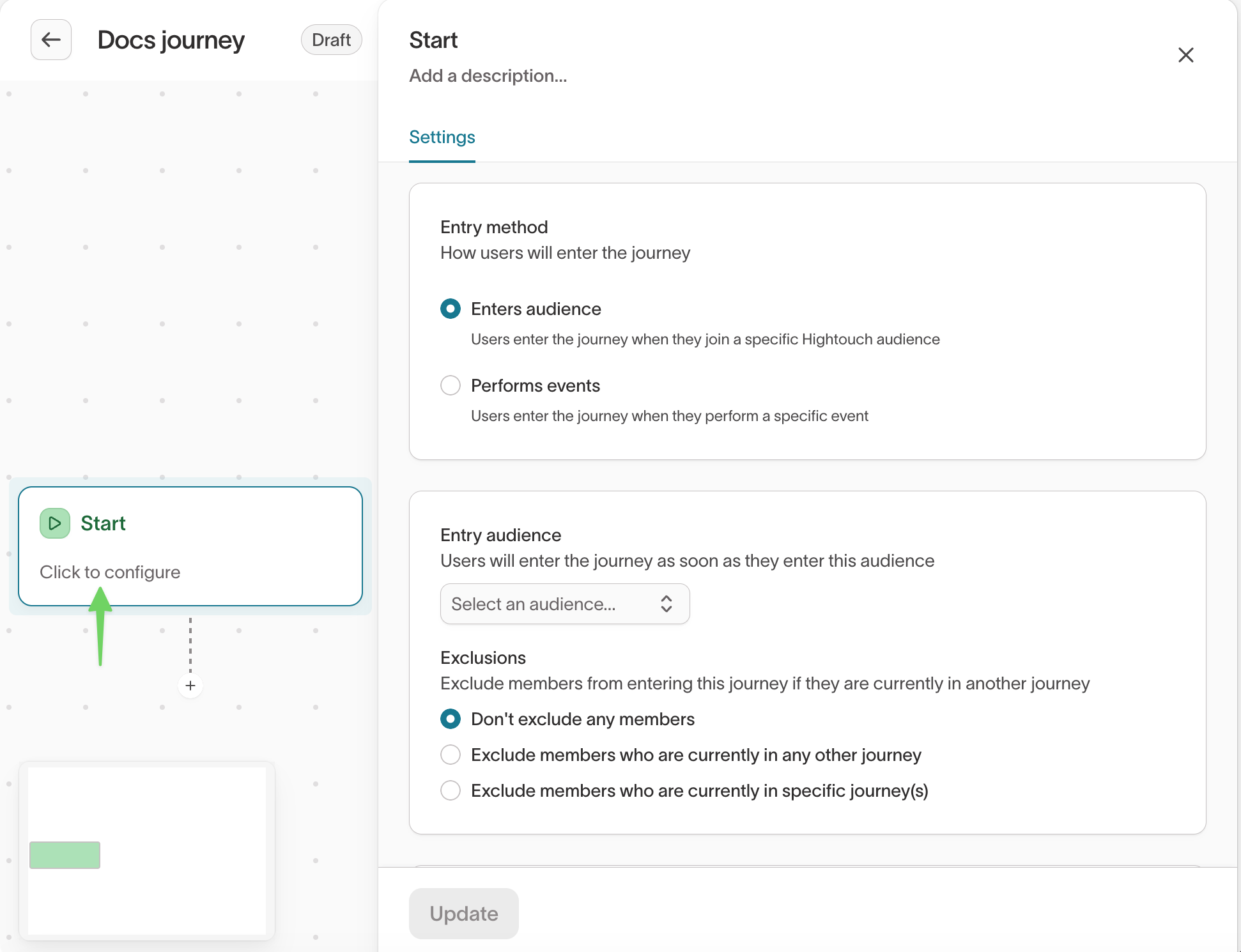 Start tile configuration