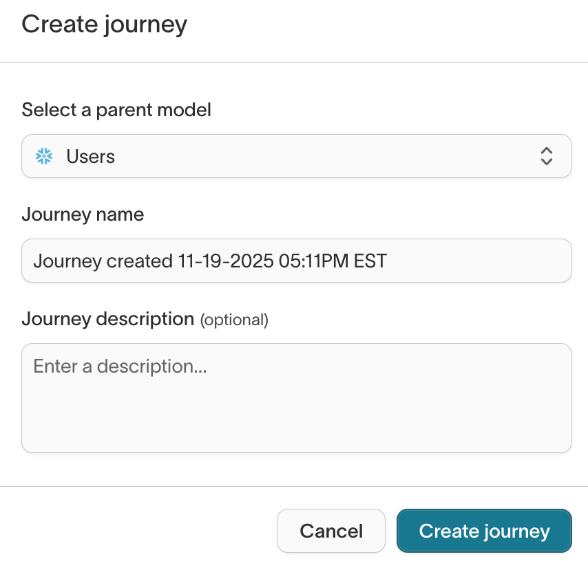 Create journey modal