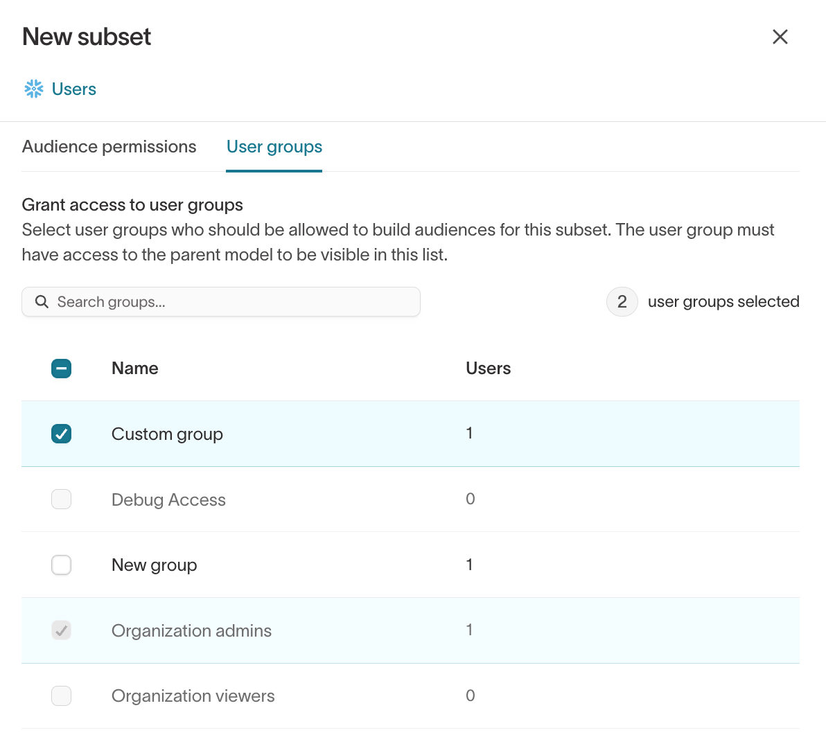 Grant access to user groups