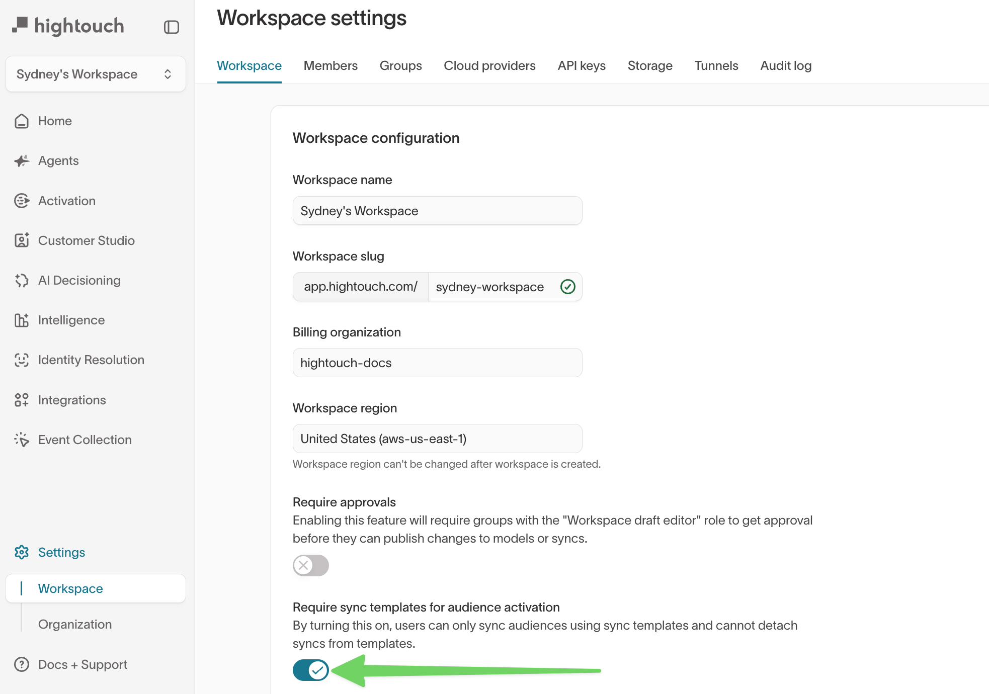 Require sync templates for audience activation