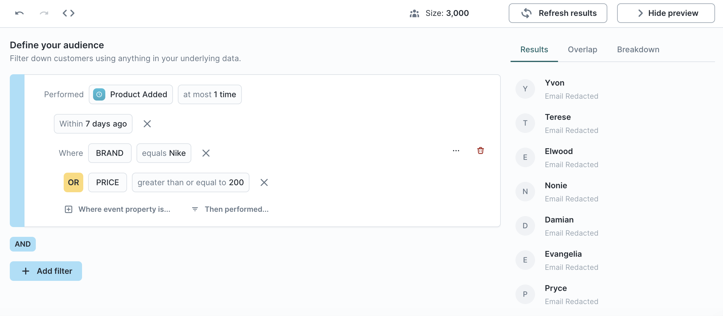 Example nested conditions