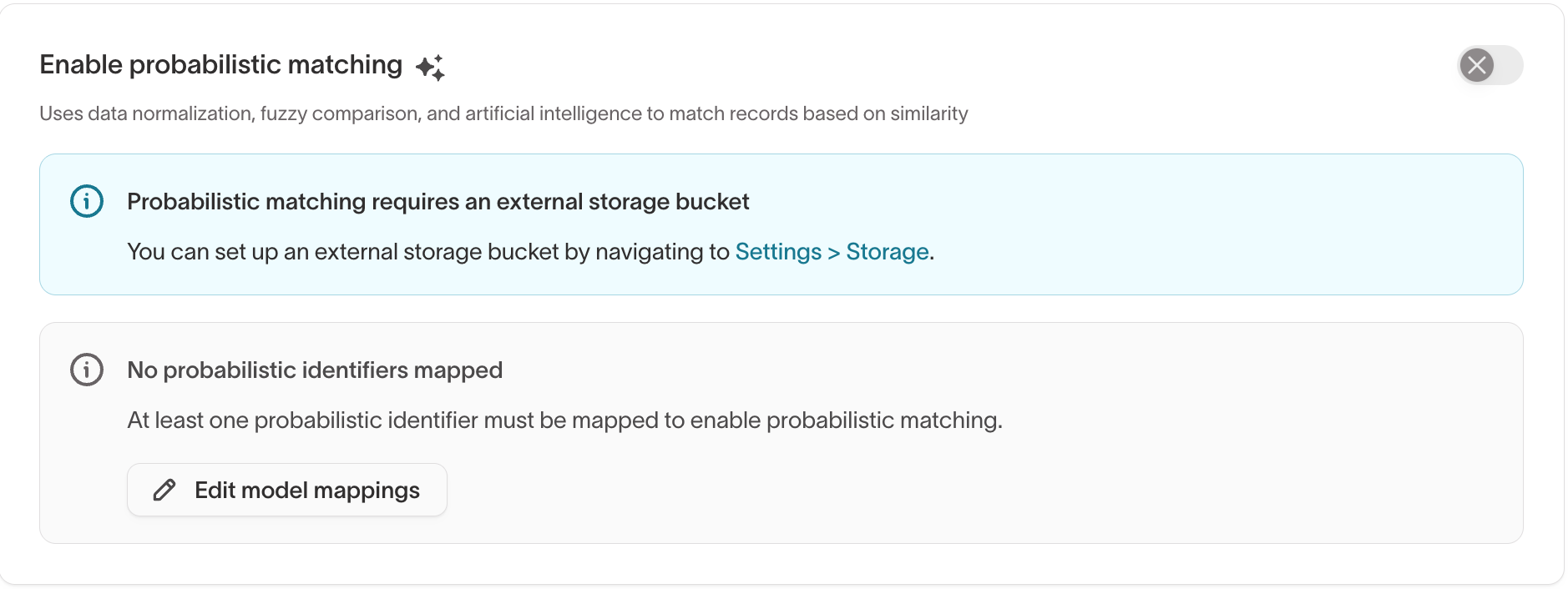 Enable probabilistic matching