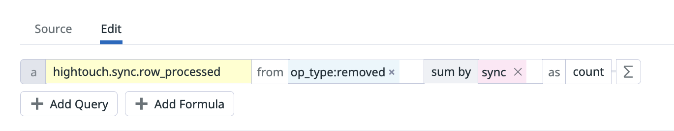 Datadog metric monitor configuration with sum by sync