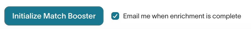 The Initialize Match Booster button with the email notification checkbox.