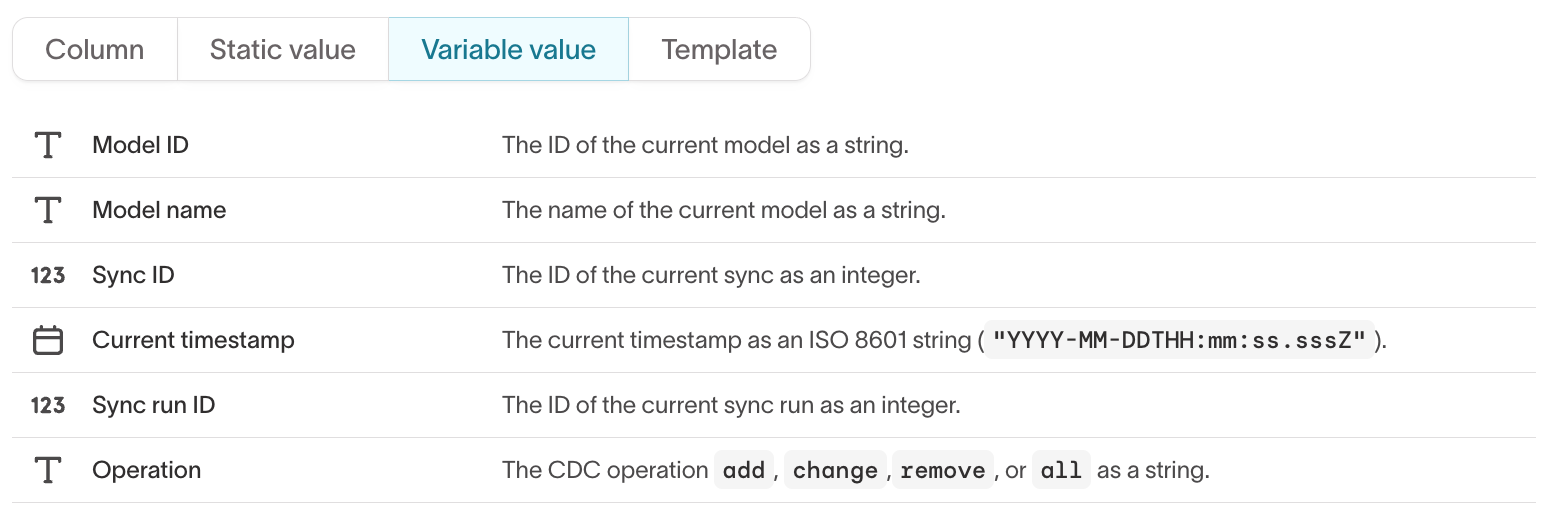 Variable value mapping in the advanced mapper